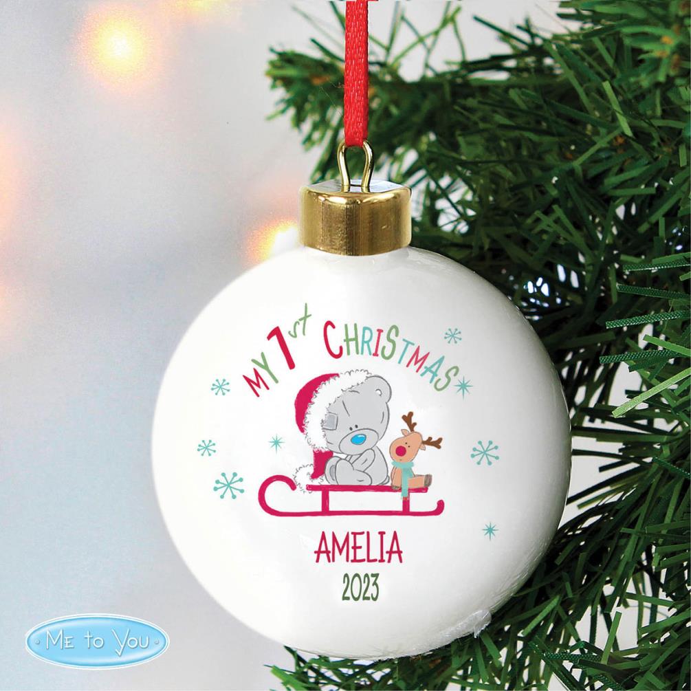 Personalised My 1st Christmas Tiny Tatty Teddy Sleigh Bauble Extra Image 1